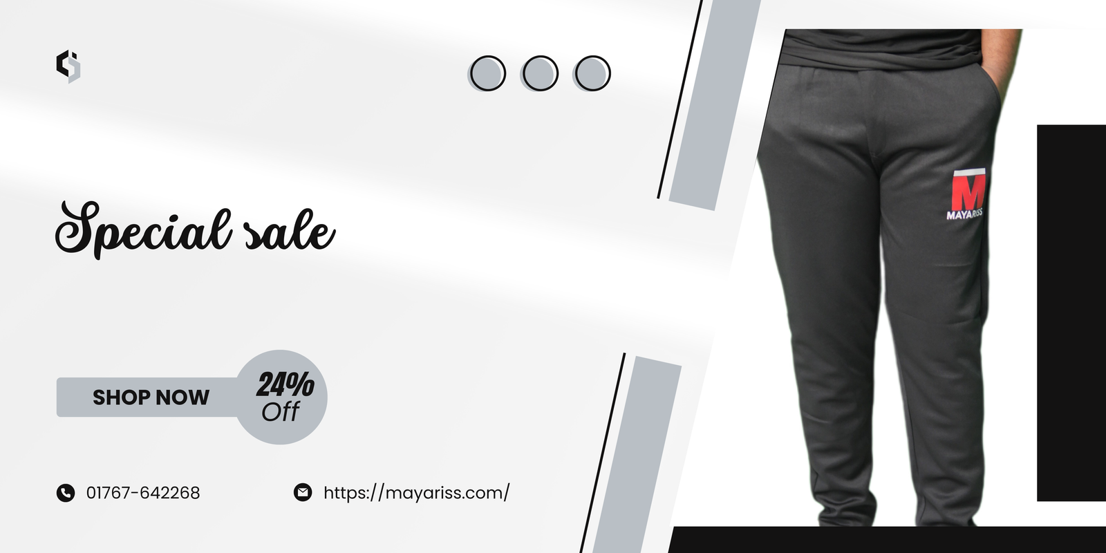 Black And White Modern Fashion Sale Banner Landscape